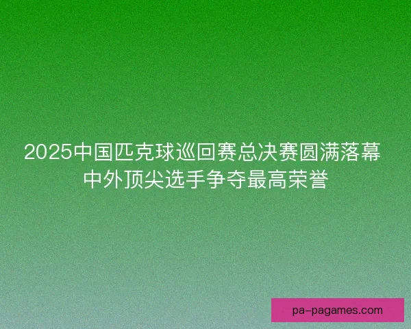 2025中国匹克球巡回赛总决赛圆满落幕 中外顶尖选手争夺最高荣誉