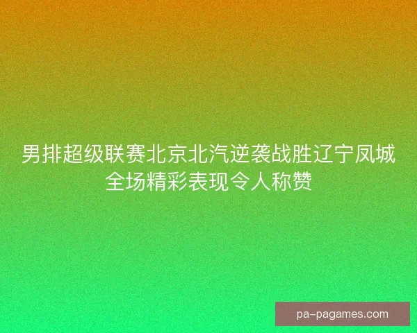 男排超级联赛北京北汽逆袭战胜辽宁凤城全场精彩表现令人称赞 男排超级联赛北京北汽逆袭战胜辽宁凤城全场精彩表现令人称赞